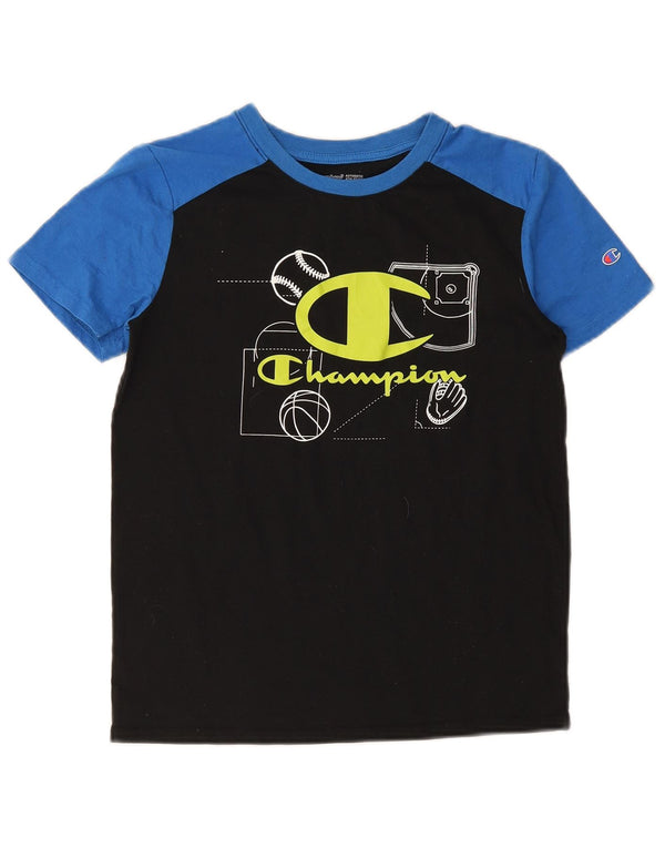 Champion Boys Grafisk T-Shirt Top 14-15 år Sort Colourblock Bomuld
