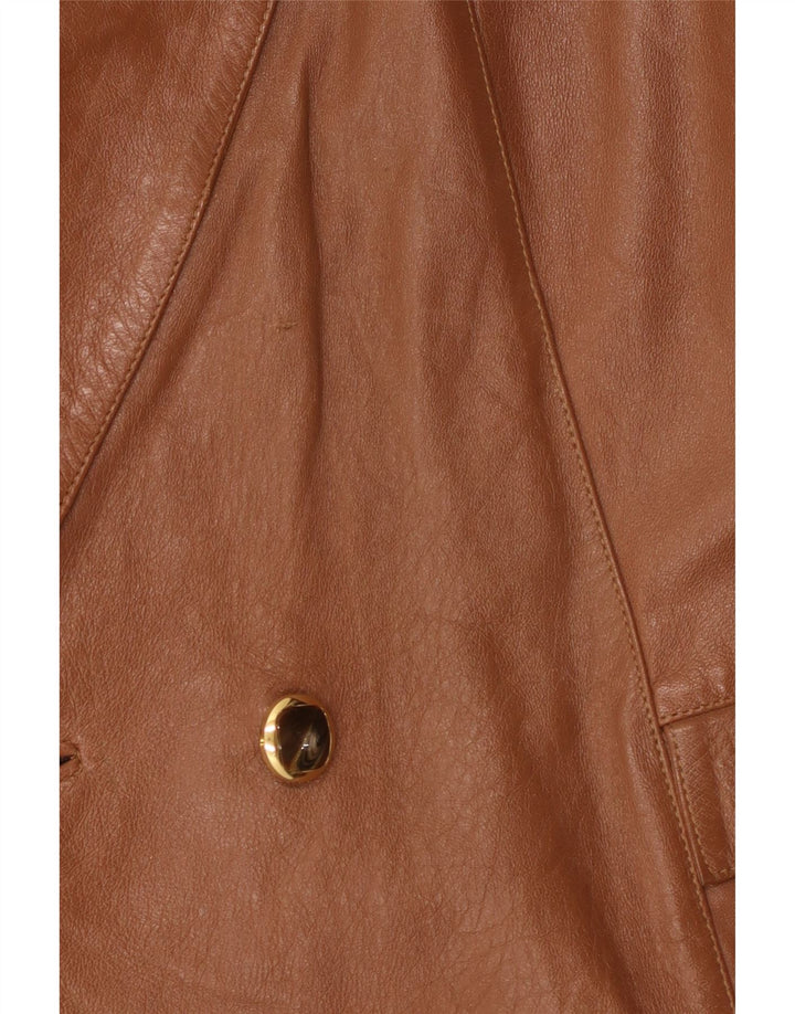 Anfor Dame Dobbeltradet Læder Blazer Jakke IT 44 Medium Brun