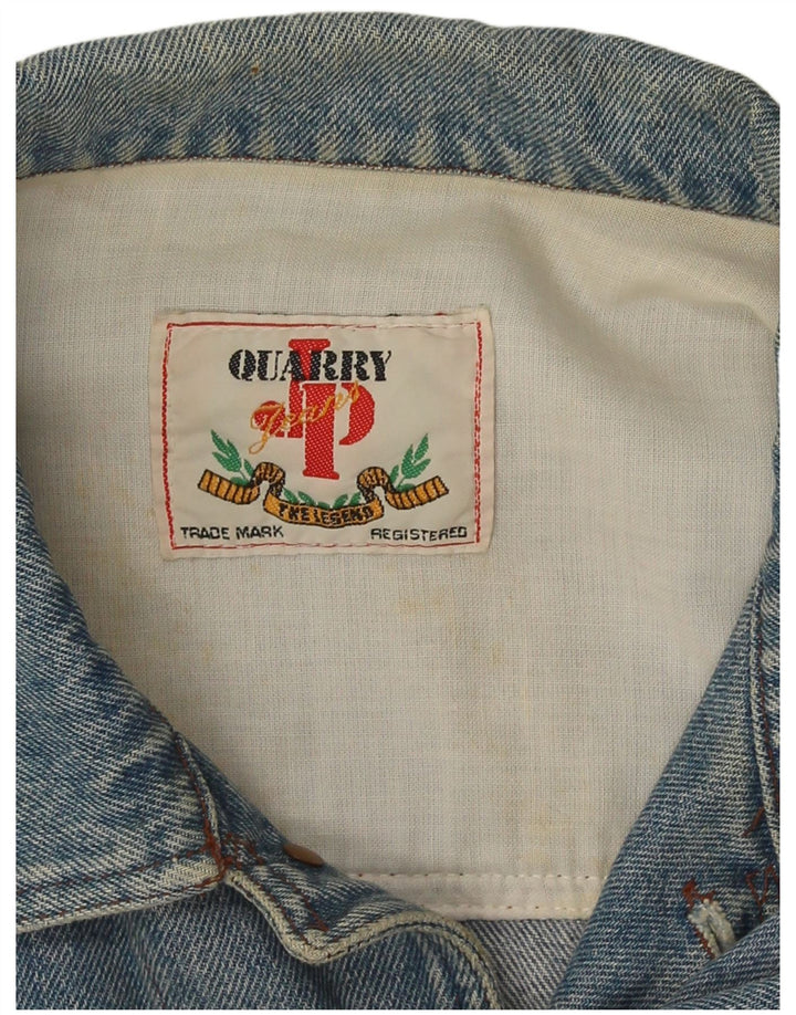 Quarry Herre grafisk denimjakke UK 38 Medium Blue Cotton