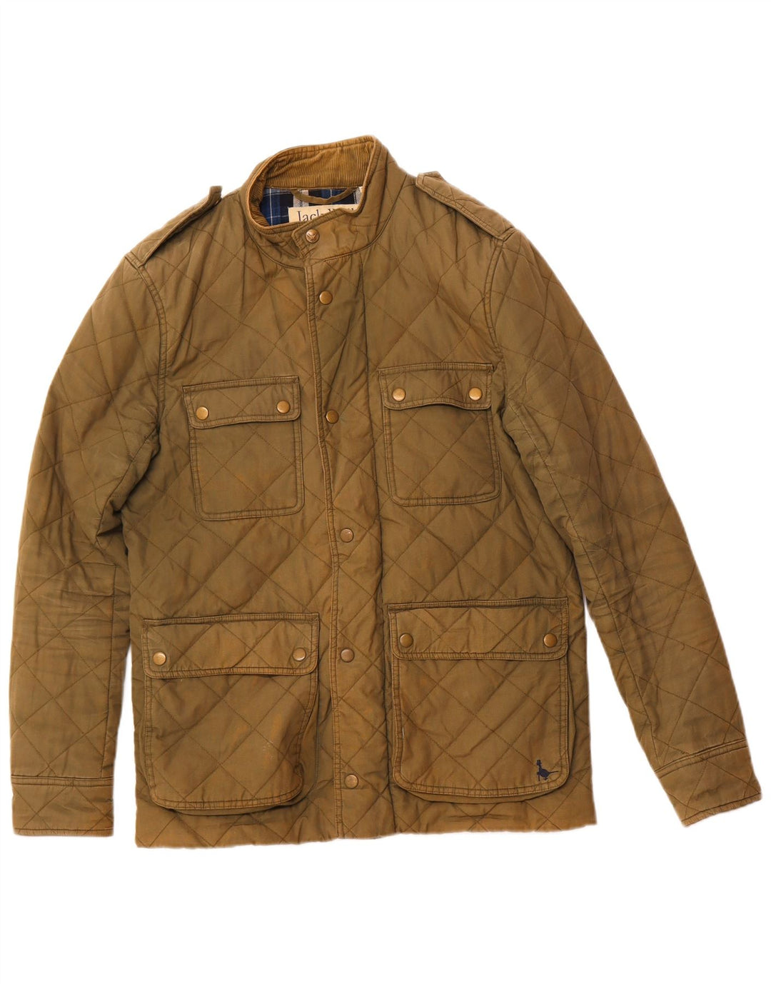 JACK WILLS Herre Militær Quiltet Jakke UK 36 Small Khaki Cotton