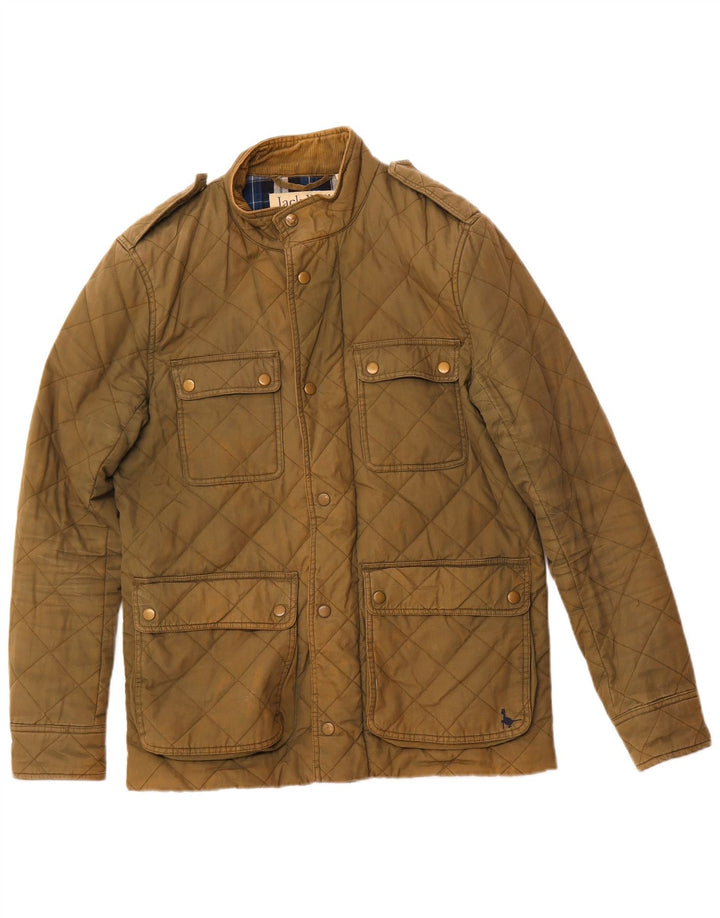 JACK WILLS Herre Militær Quiltet Jakke UK 36 Small Khaki Cotton