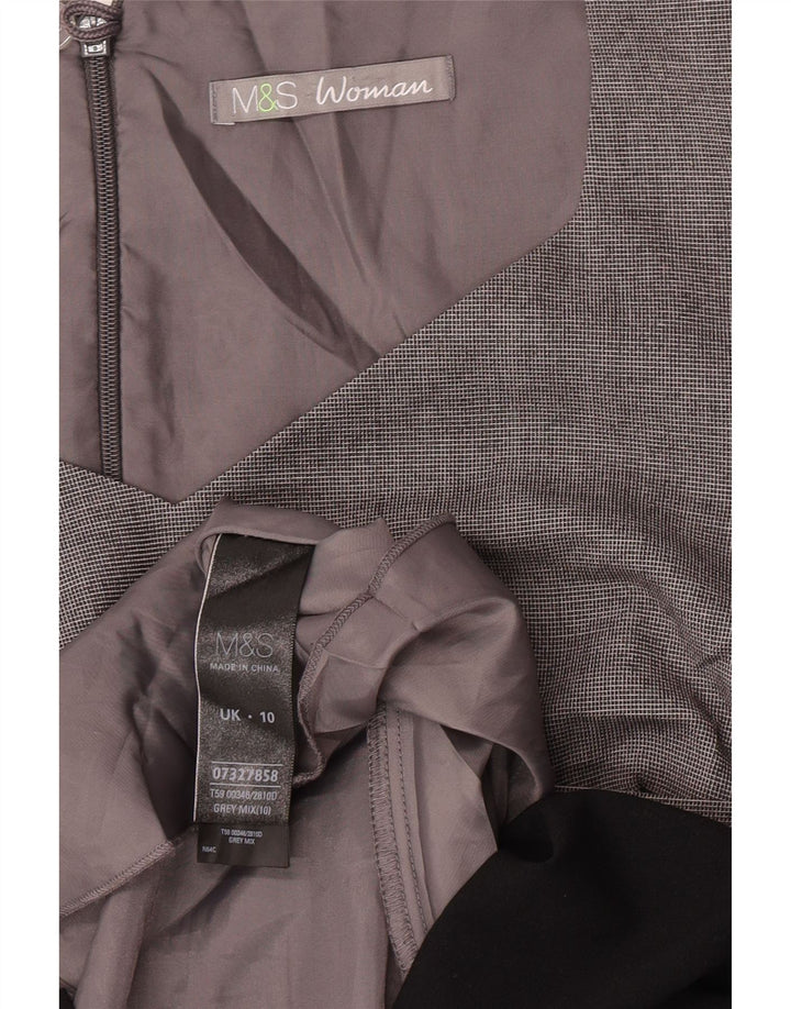 Marks & Spencer Womens Sheath Dress UK 10 Small Grey Colourblock Polyester
