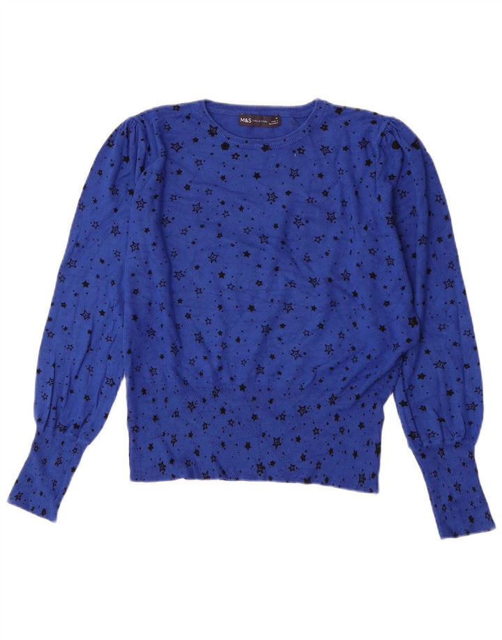 Marks & Spencer Dame Abstrakt mønster Boat Neck Jumper Sweater UK 14 Medi