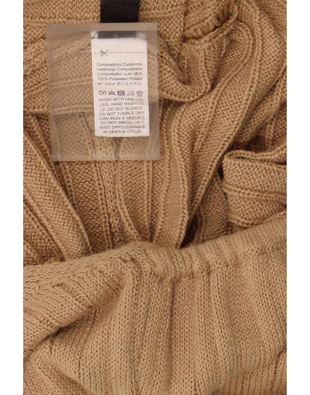 Shein Dame Strik Halter Dress UK 14 Large Beige Polyester