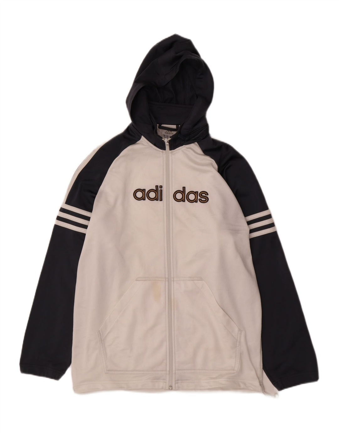 Adidas hættetrøje med lynlås til drenge 15-16 år Hvid Colourblock Polyester