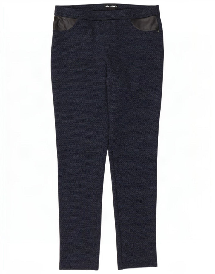 Dkny Womens Leggings UK 14 Medium Navy Blue Geometrisk Polyester