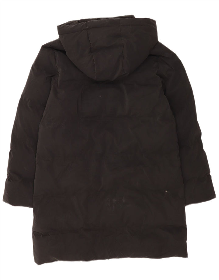 Zara Dame Hætte Polstret Frakke UK 14 Medium Sort Polyester