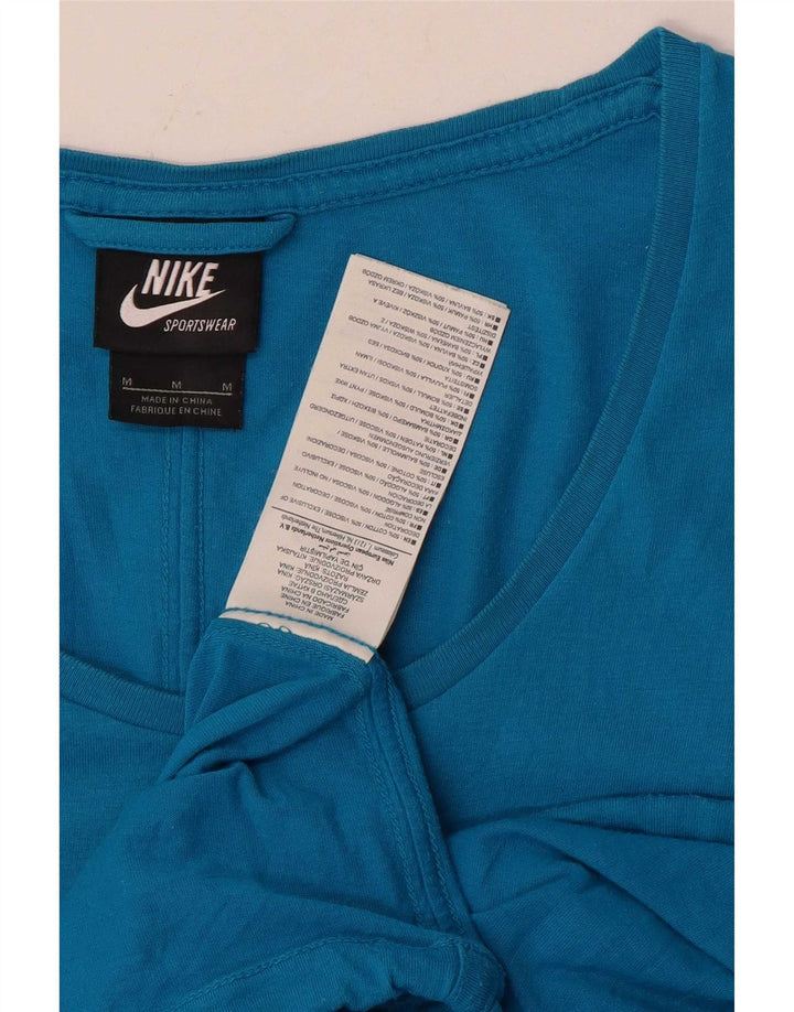 Nike Dame T-Shirt Top UK 14 Medium Blue Bomuld
