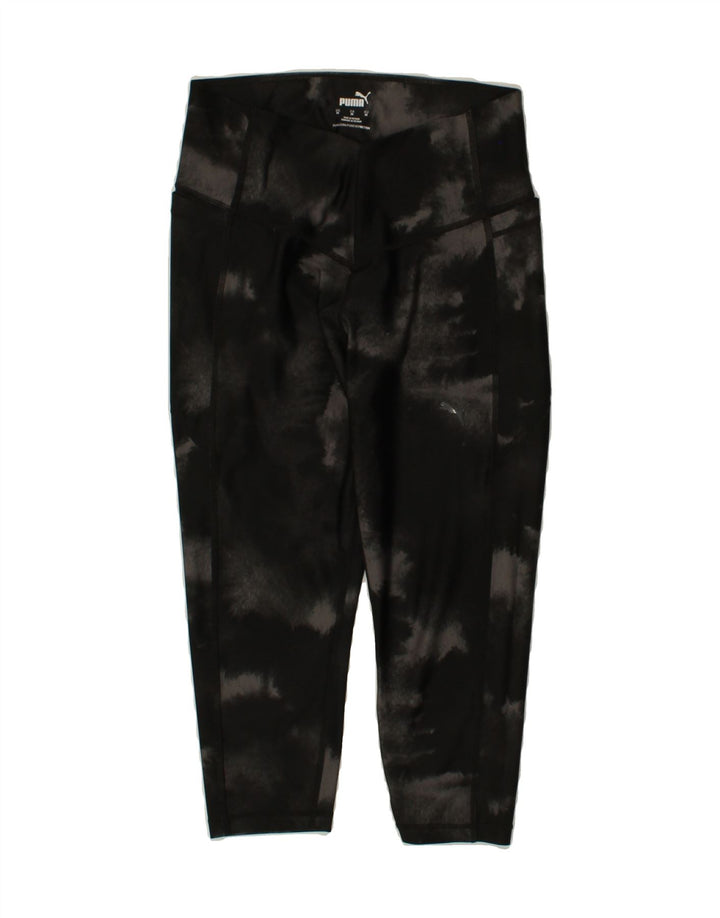 PUMA Womens Capri Tracksuit Trousers UK 14 Medium  Black Tie Dye Polyester Vintage Puma and Second-Hand Puma from Messina Hembry 