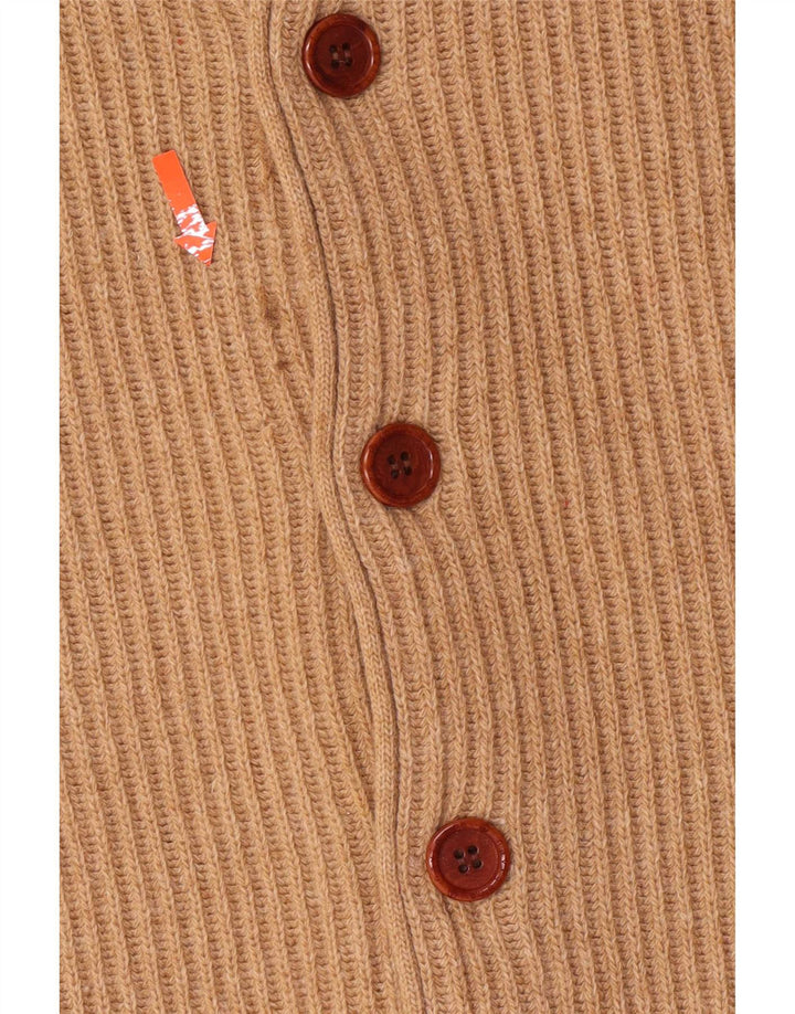Navigare Cardigan sweater til mænd, stor beige lammeuld