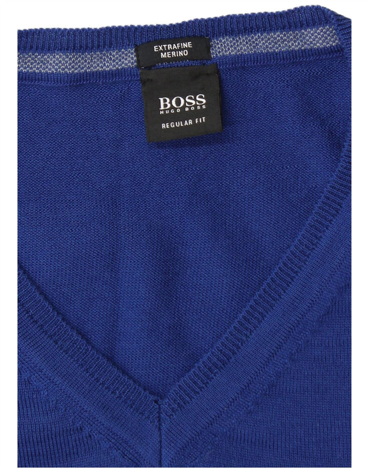 Hugo Boss Herre V-hals sweater XL Blå Virgin Wool