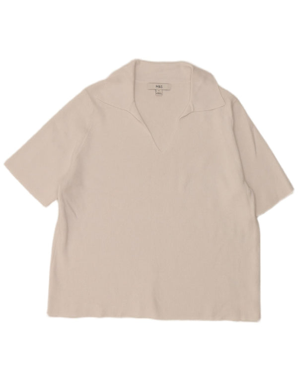 Marks & Spencer Dame Polo Shirt UK 18 XL Hvid Bomuld