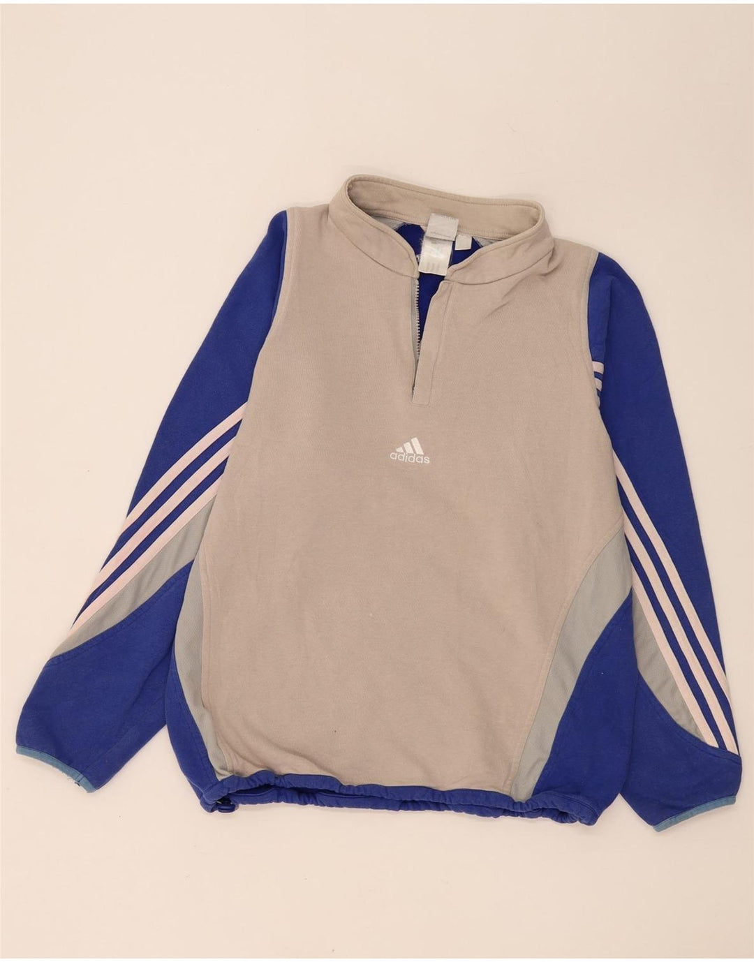Adidas Herre grafisk fleecetrøje med lynlåshals mellemgrå farveblok