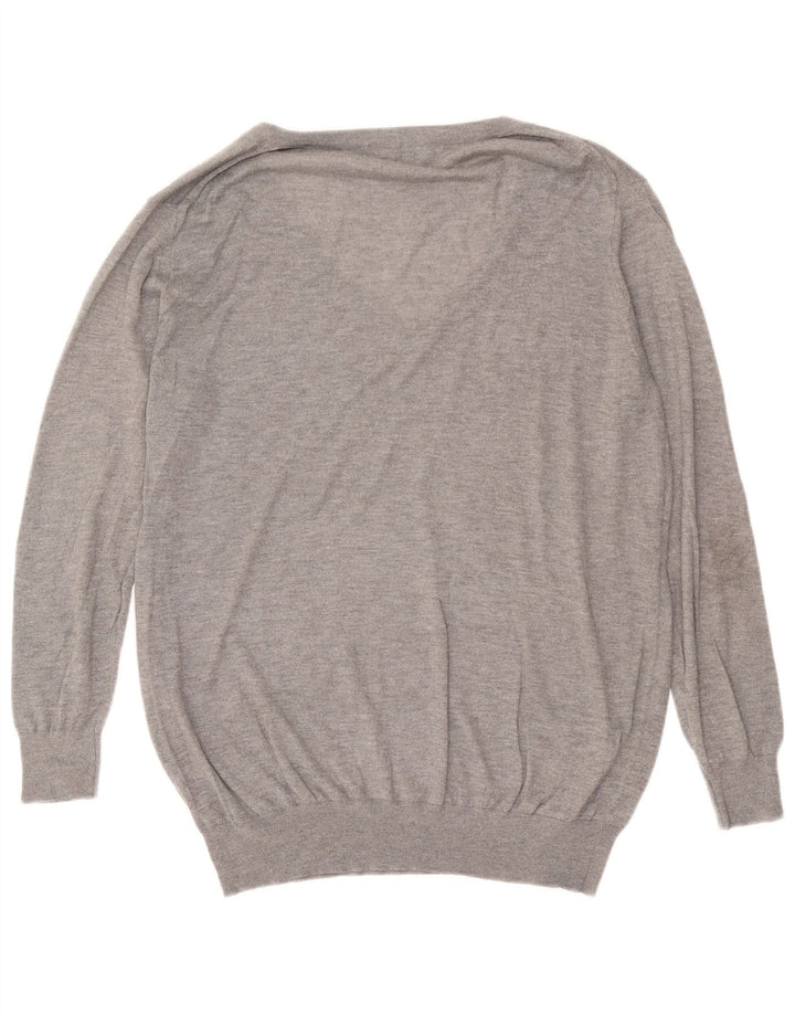 Zara Dame Oversized V-hals sweater UK 14 Medium Grey