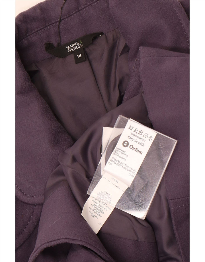 Marks & Spencer Dame 4-knaps blazerjakke UK 16 Stor lilla polyester