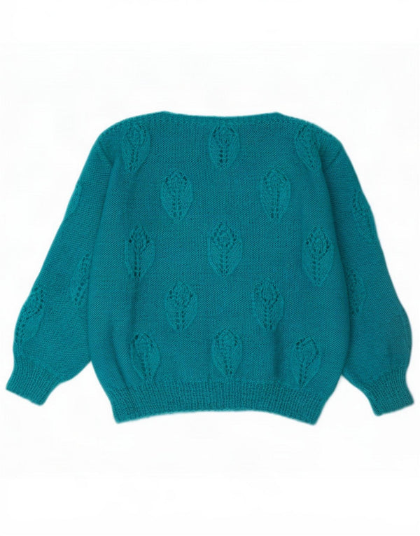 Vintage Dame Boat Neck Jumper Sweater UK 16 Large Turkis