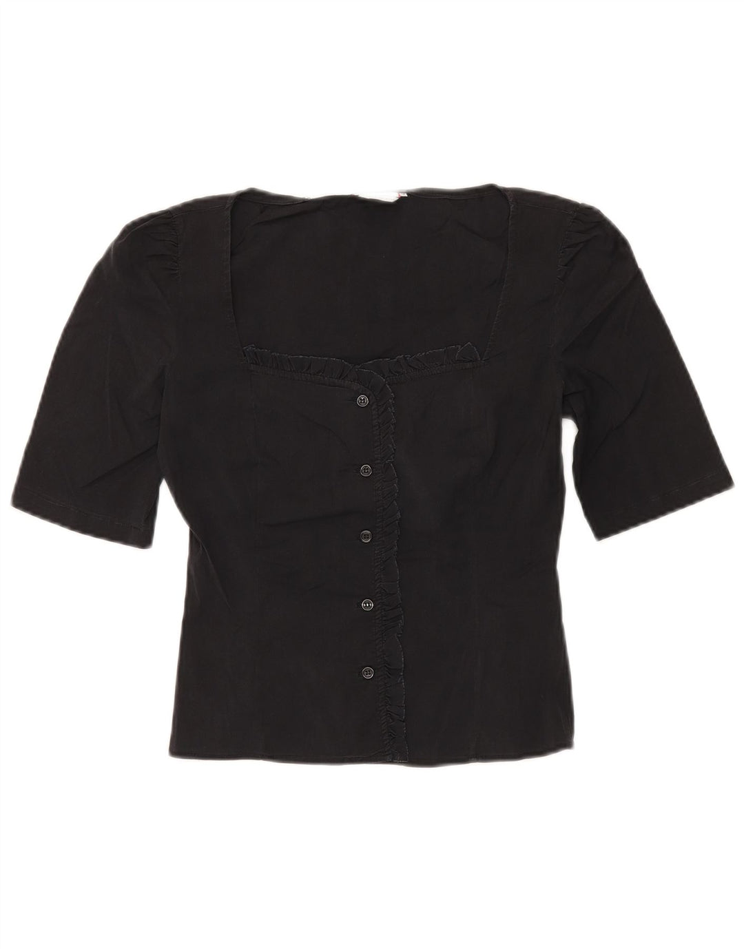 MAX & CO. Womens Flæse Front Crop Shirt Bluse IT 40 Small Black Bomuld