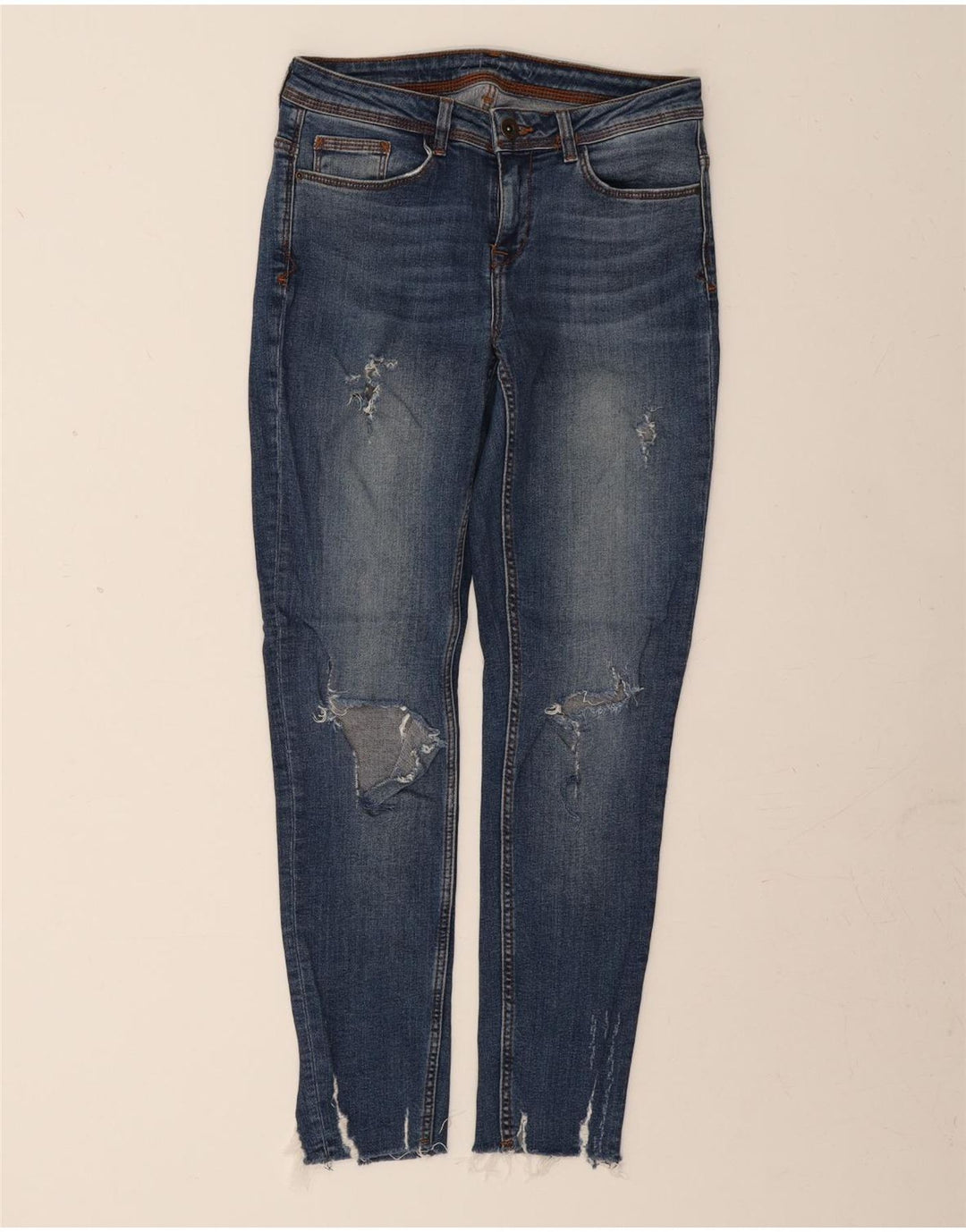ZARA Womens Distressed Slim Jeans EU 36 XS W26  L27 Blue Vintage Zara and Second-Hand Zara from Messina Hembry 