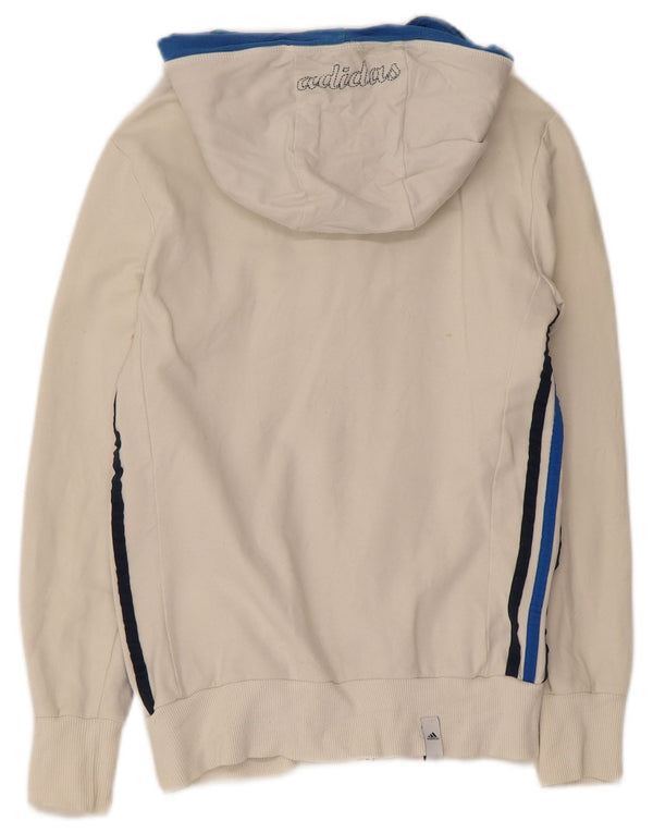 Adidas Dame Grafisk Hættetrøje Sweater UK 12 Medium White Colourblock