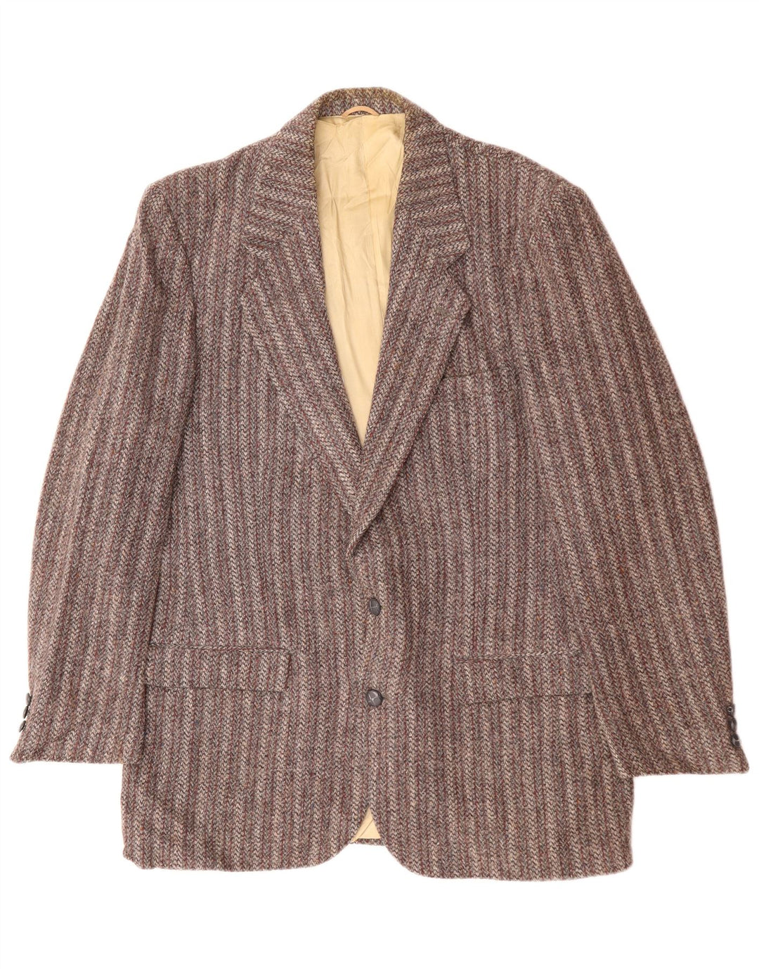HARRIS TWEED Herre 2-knaps blazerjakke UK 38 Mellem grå stribet