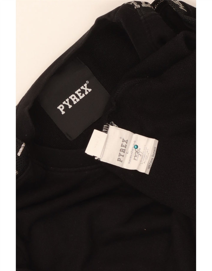 PYREX Womens Crop Graphic Sweatshirt Jumper UK 16 Stor sort bomuld