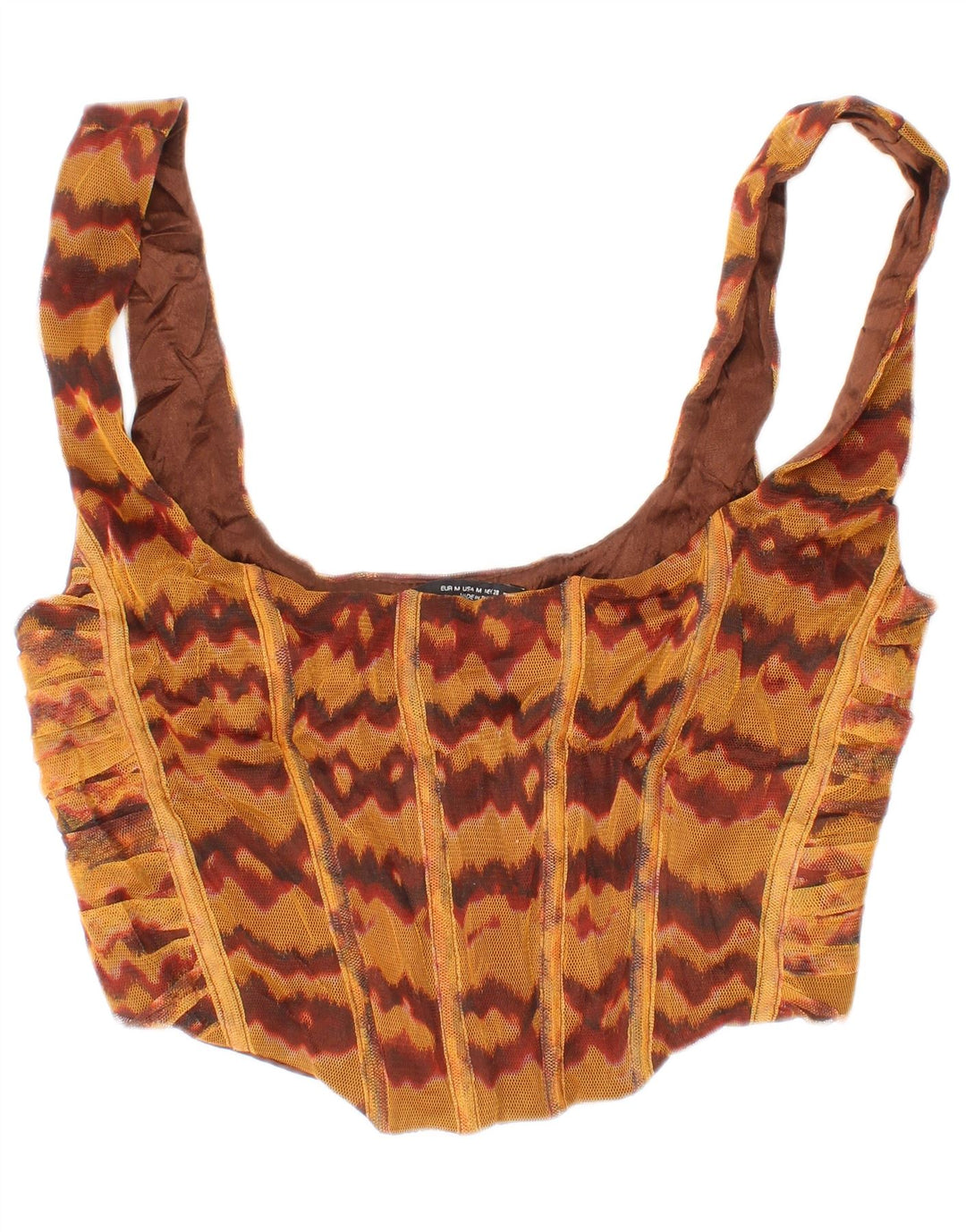 Zara Dame Crop Top Medium Brun Viscose Bohemian