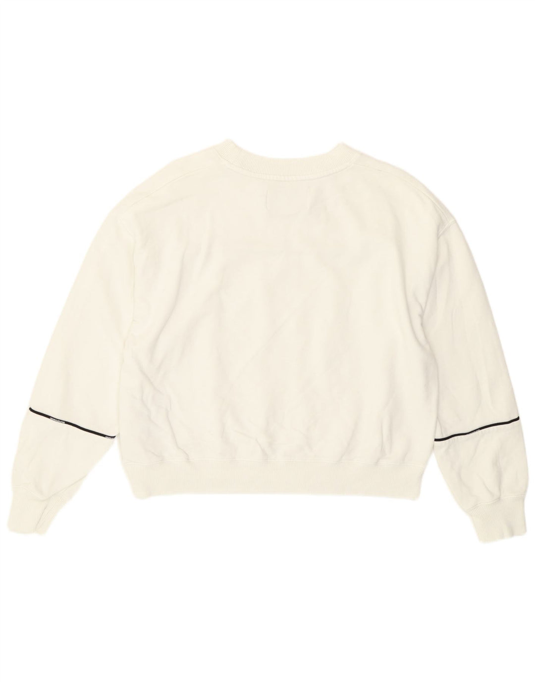 Calvin Klein Womens Crop Sweatshirt Jumper UK 14 Medium White Striped