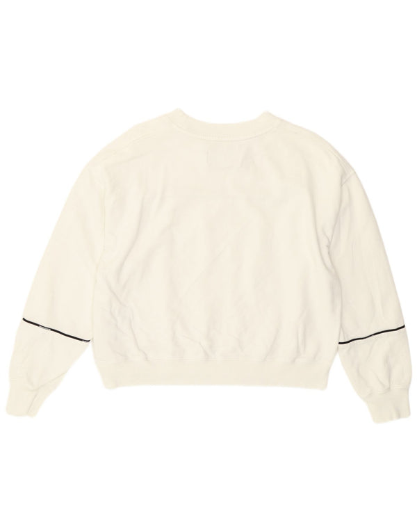 Calvin Klein Womens Crop Sweatshirt Jumper UK 14 Medium White Striped