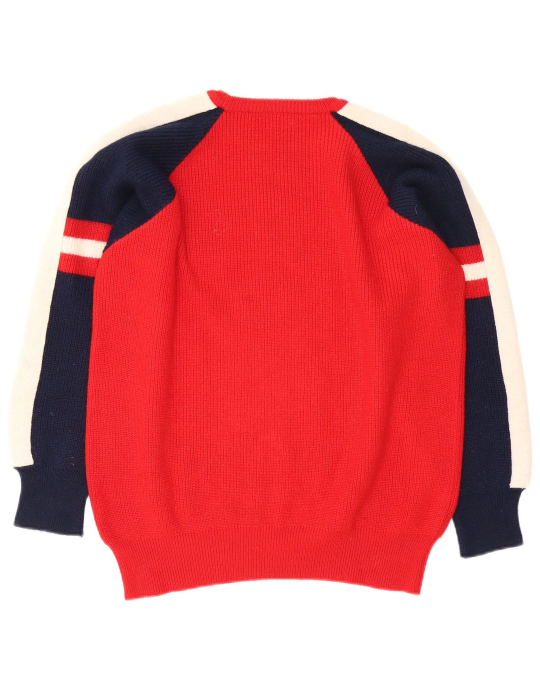 Vintage sweater med rund hals til mænd Medium rød farveblok
