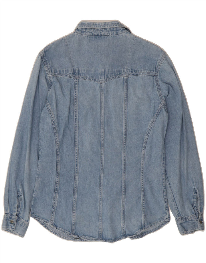 VINTAGE Womens Denim Shirt UK 14 Large Blue Cotton Vintage Vintage and Second-Hand Vintage from Messina Hembry 