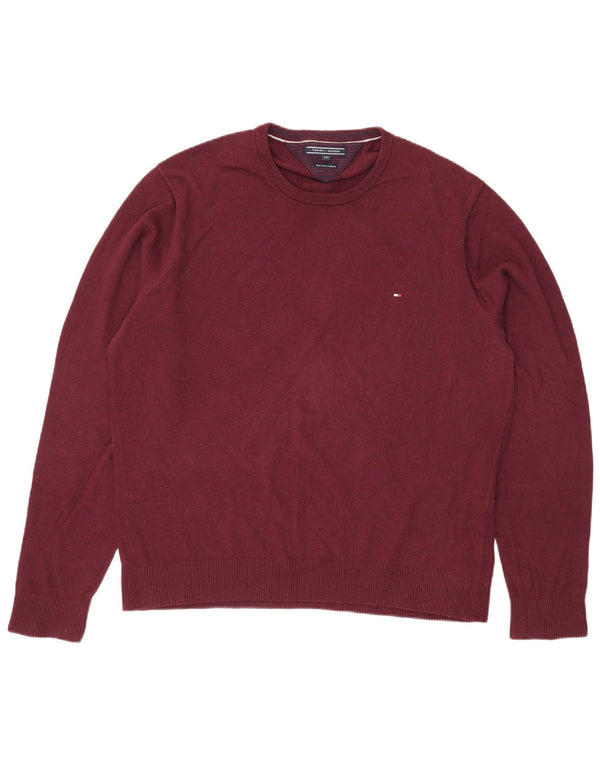 Tommy Hilfiger Herre Crew Neck Jumper Sweater 2XL Bourgogne bomuld