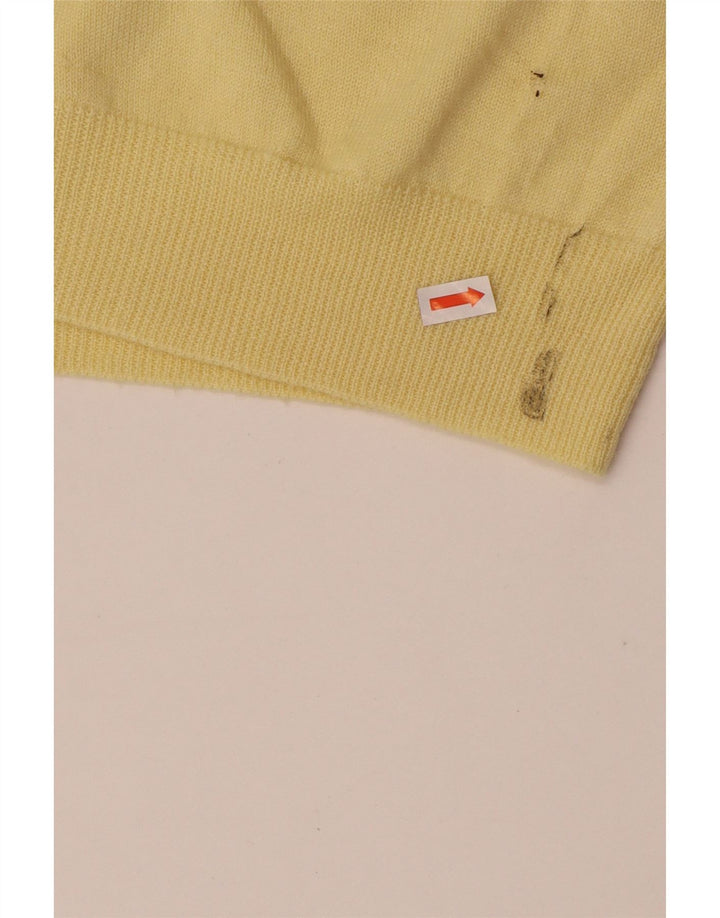 Vintage herre ærmeløs cardigan sweater stor gul uld
