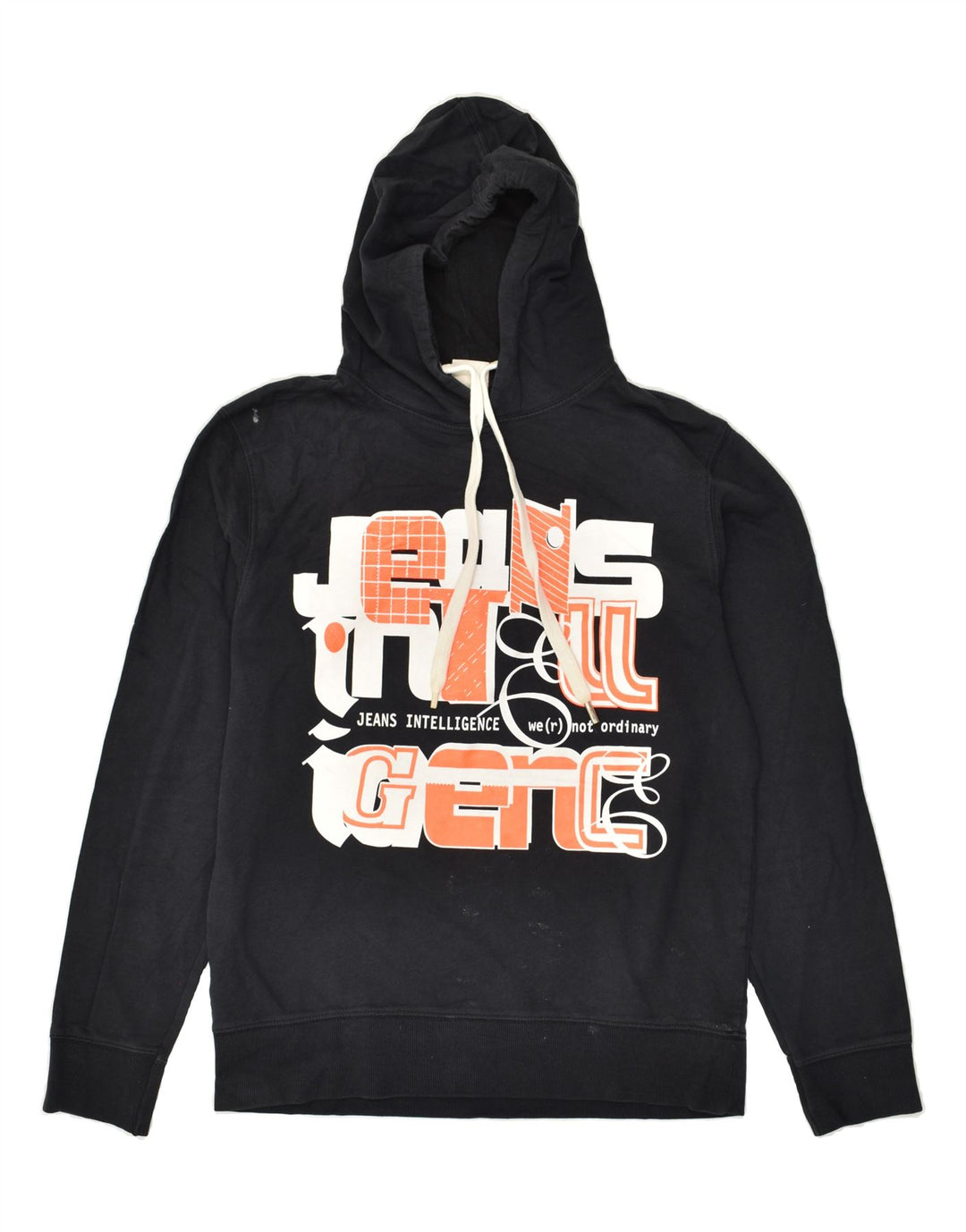 JACK & JONES Mens Graphic Hoodie Jumper Large Navy Blue Cotton | Vintage Jack & Jones | Thrift | Second-Hand Jack & Jones | Used Clothing | Messina Hembry 