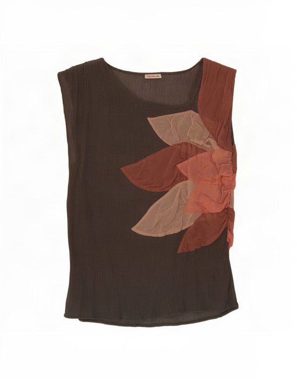 Penny Black Dame ærmeløs bluse Top UK 12 Medium Brown Floral