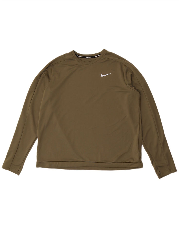 Nike Herre Dri Fit Top Langærmet XL Khaki Polyester