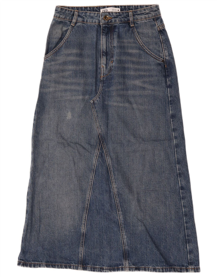 Zara Dame Denim Nederdel Lille W26 Blå Bomuld