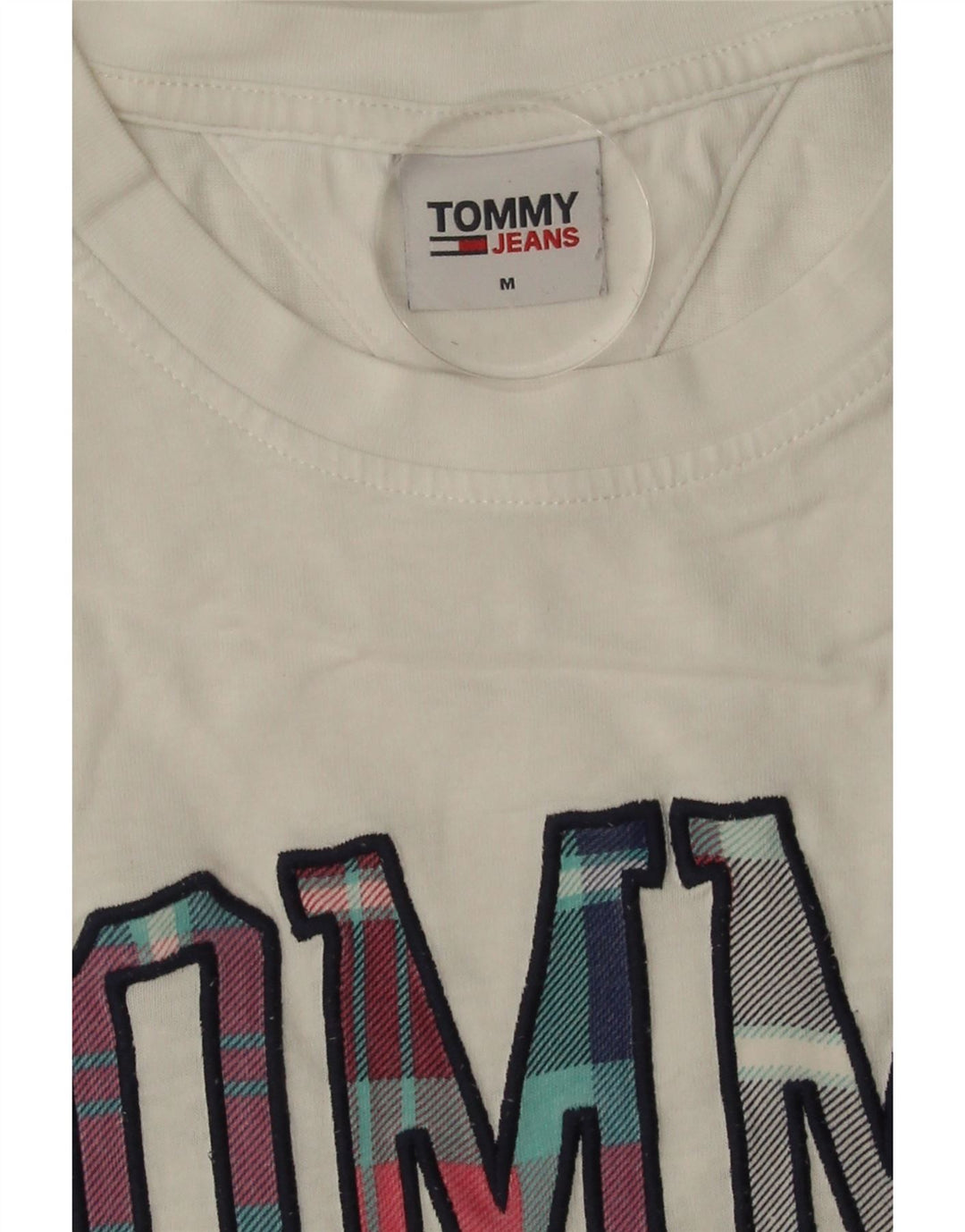 TOMMY HILFIGER Mens Graphic T-Shirt Top Medium White Vintage Tommy Hilfiger and Second-Hand Tommy Hilfiger from Messina Hembry 