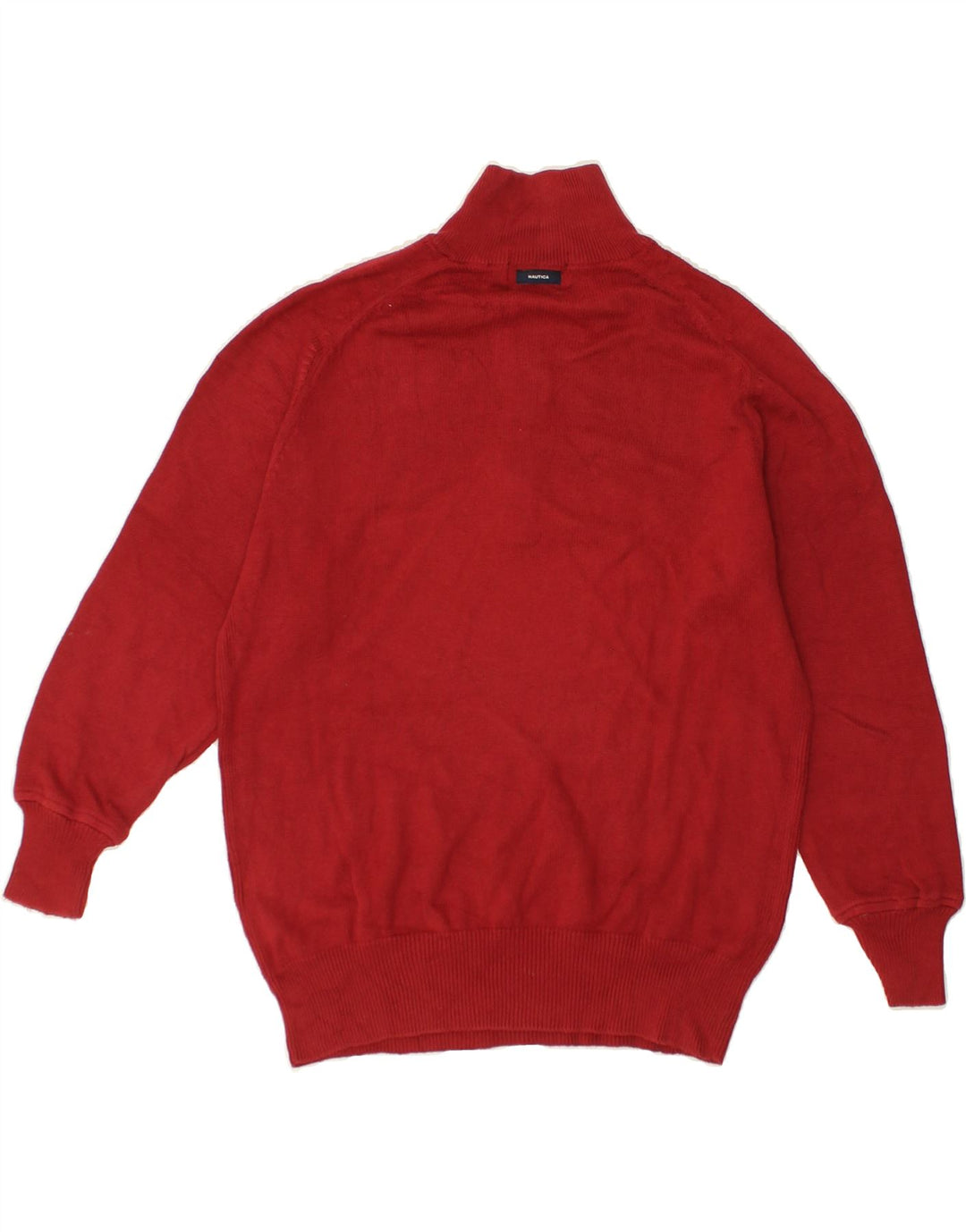 NAUTICA Mens Zip Neck Jumper Sweater Small Maroon Cotton Vintage Nautica and Second-Hand Nautica from Messina Hembry 