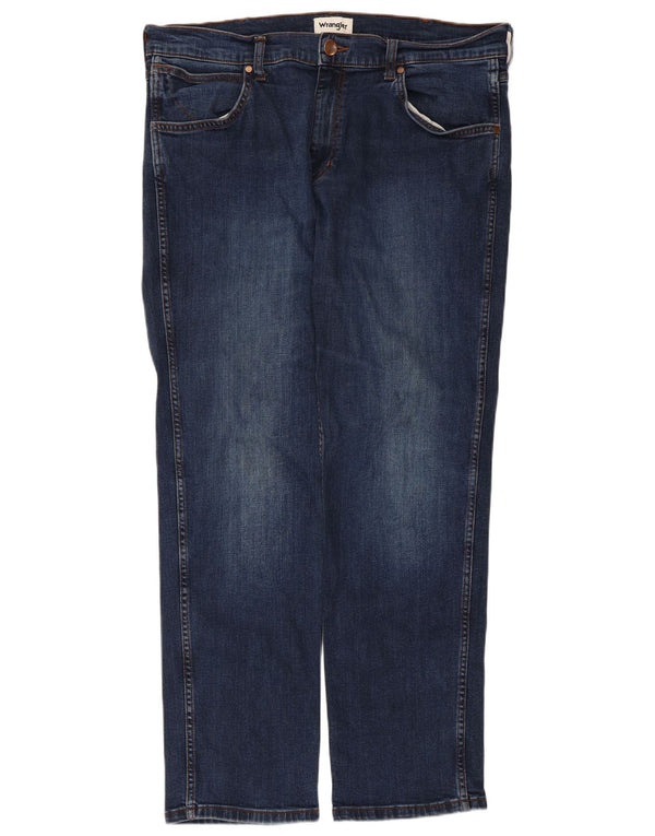 Wrangler Herre Greensboro Straight Jeans W35 L32 Marineblå Bomuld