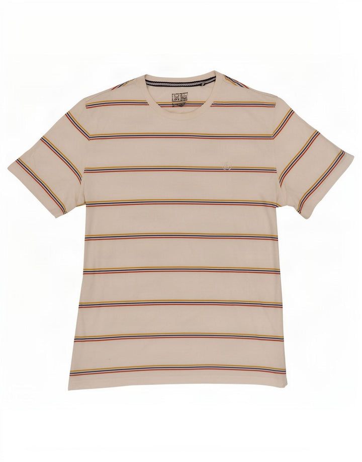Fat Face Herre T-Shirt Top Stor hvid stribet bomuld