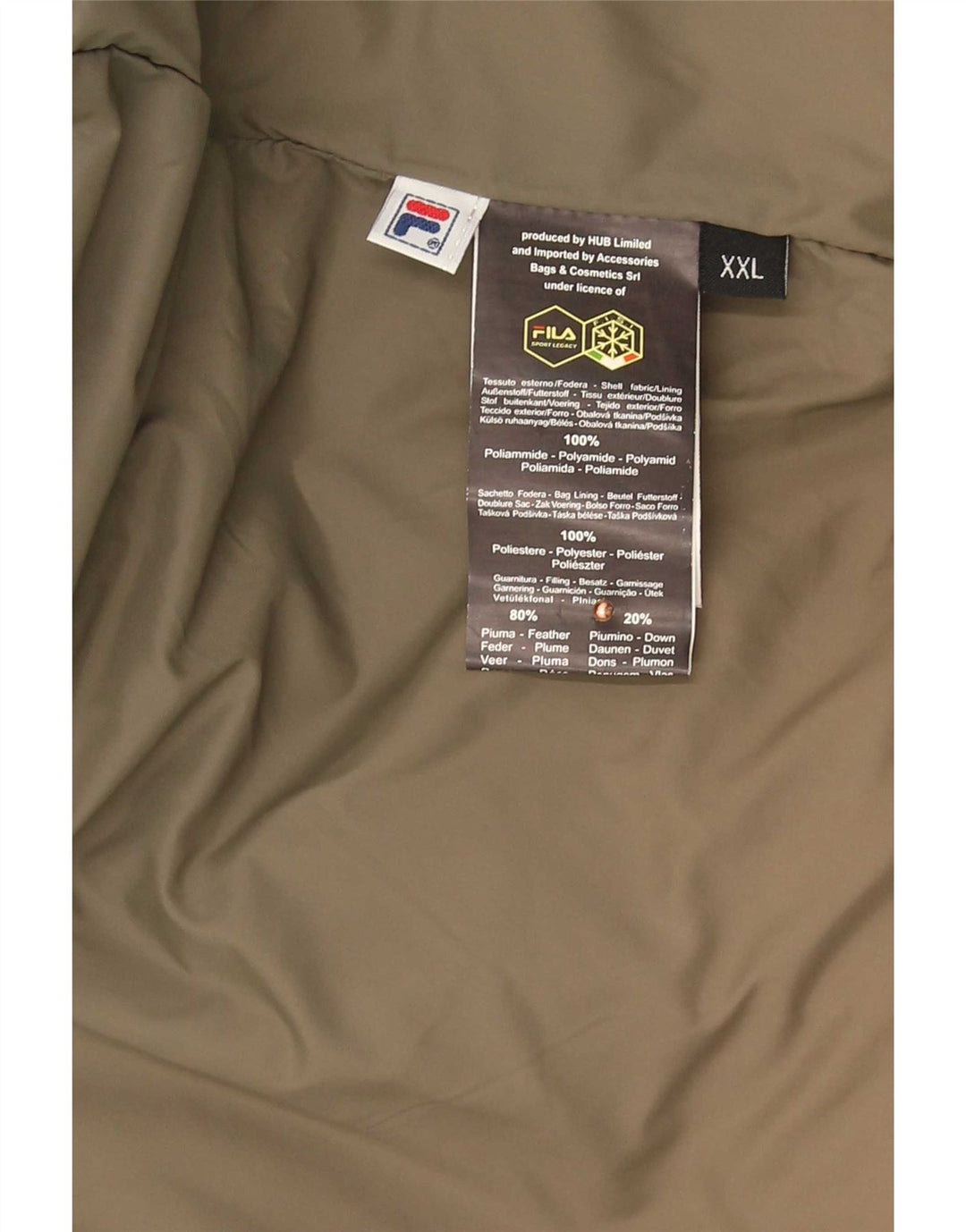 Fila Herre hættepolstret jakke UK 44 2XL Grøn Colourblock Polyamid