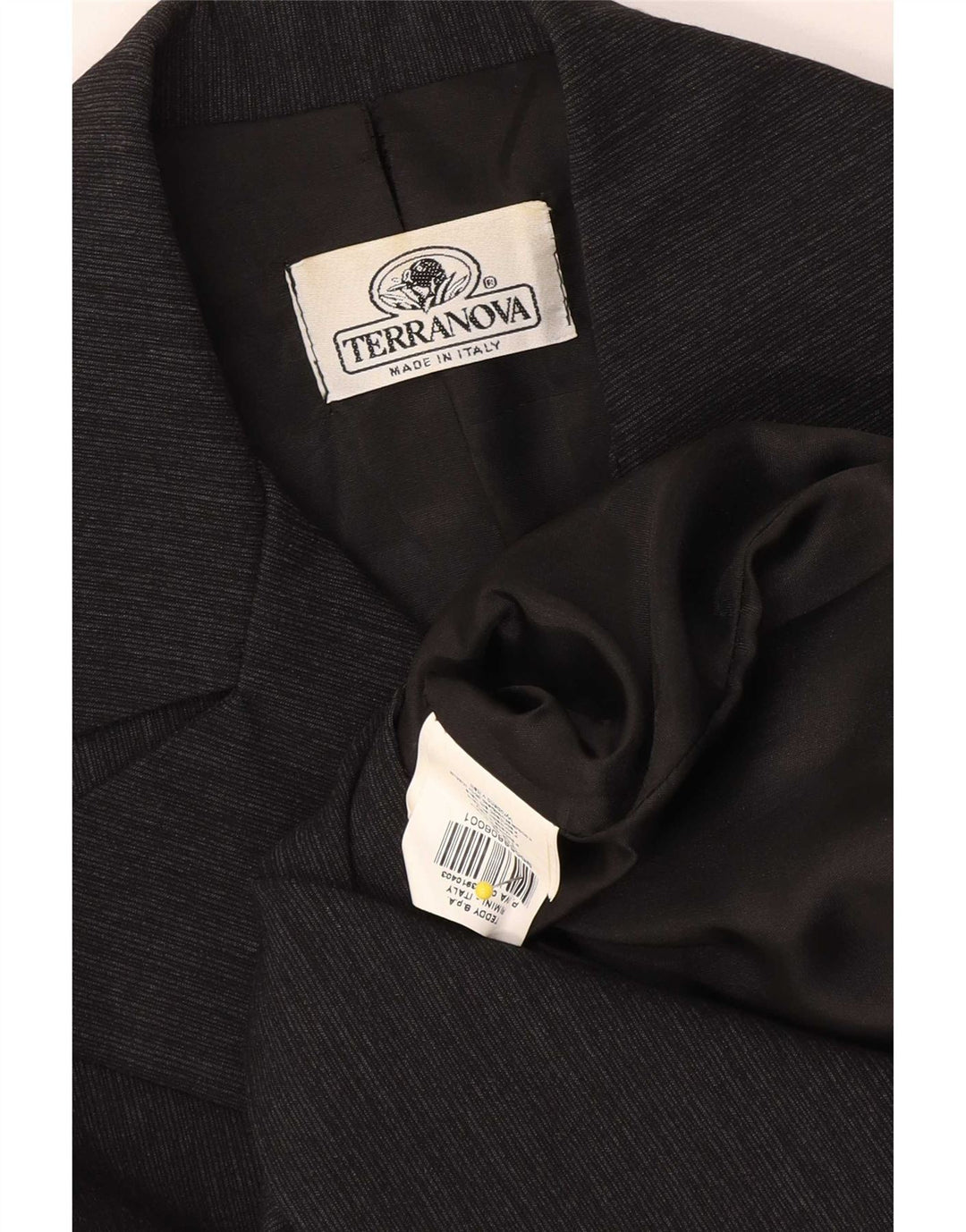 Terranova Womens Pea Coat UK 10 Small Sort Stribet Viscose