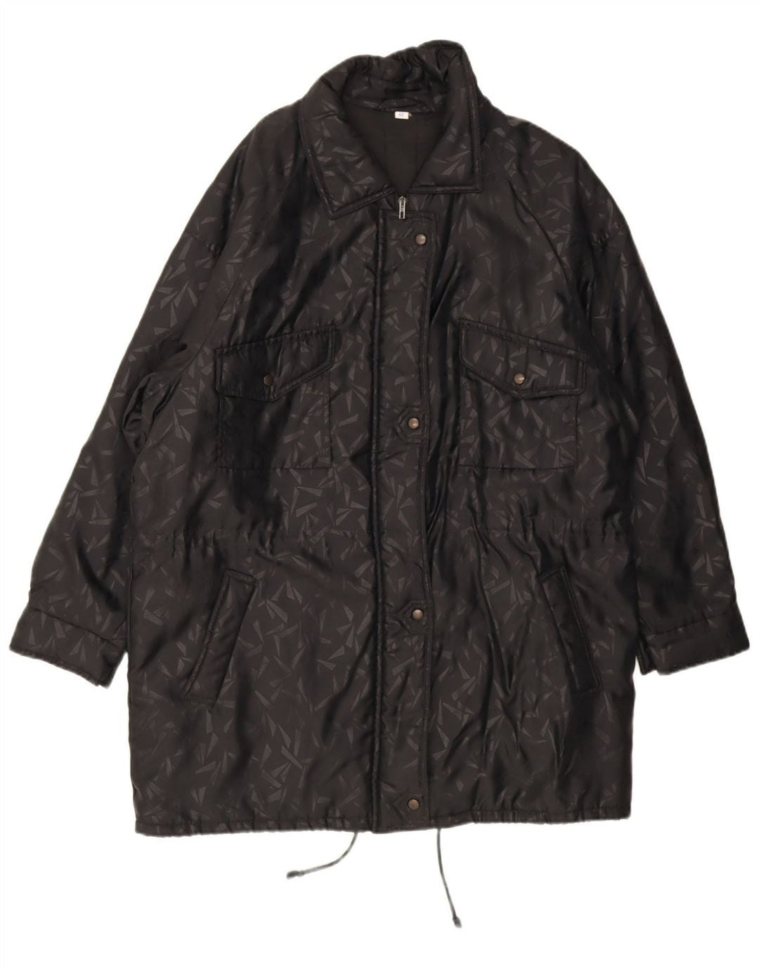 Vintage Dame Oversized Windbreaker Coat IT 42 Medium Sort Geometrisk