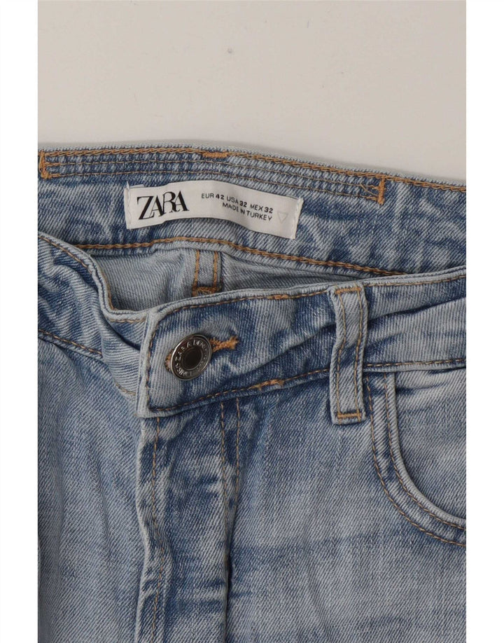 Zara Herre Distressed Slim Jeans UE 42 Large W32 L28 Blå