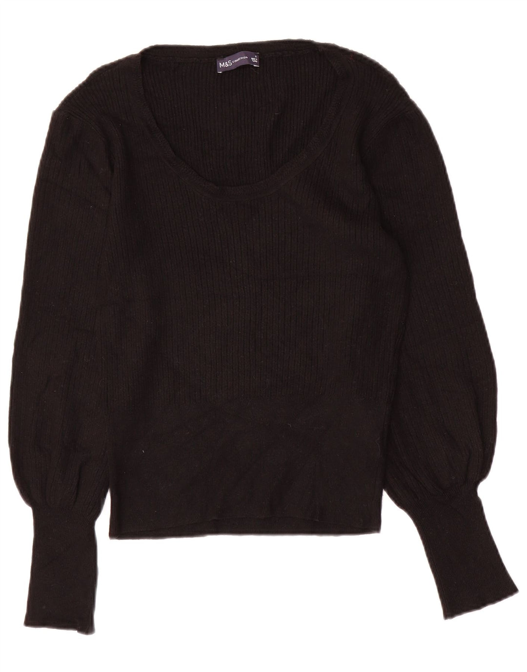 Marks & Spencer Dame Boat Neck Jumper Sweater UK 12 Medium Black Viscose