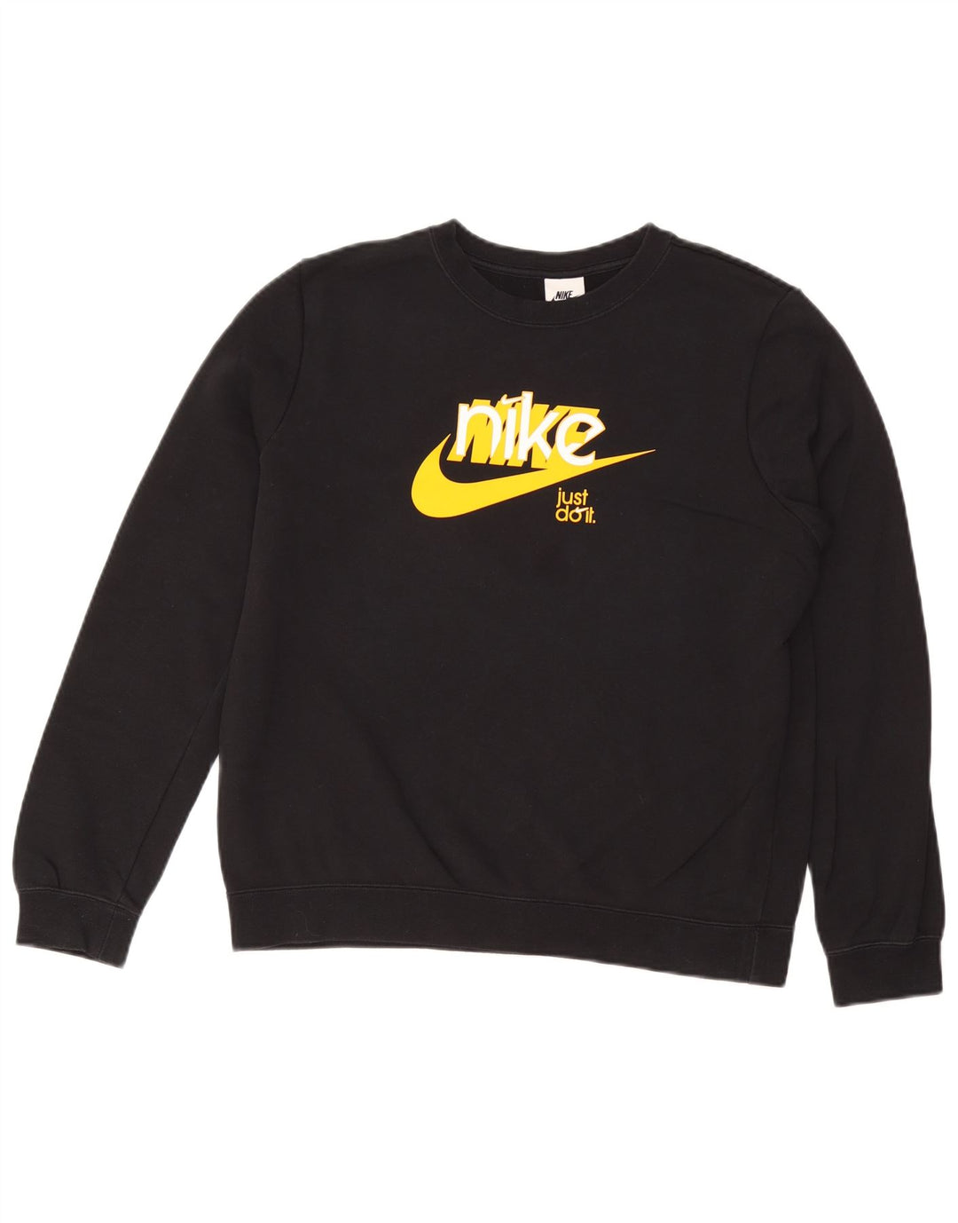 NIKE Graphic Sweatshirt Jumper UK 14 Medium Sort Bomuld