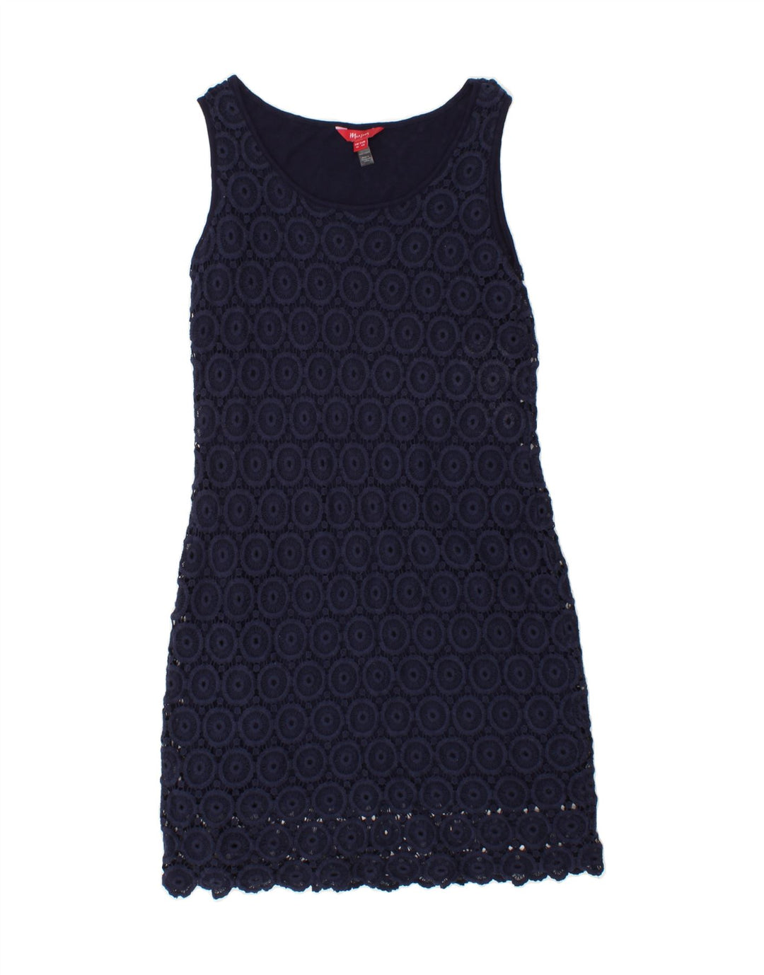 MONSOON Womens Sleeveless Sheath Dress UK 14 Medium Navy Blue Cotton Vintage Monsoon and Second-Hand Monsoon from Messina Hembry 