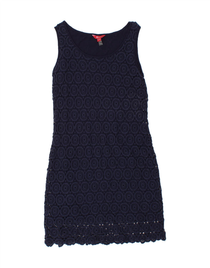 MONSOON Womens Sleeveless Sheath Dress UK 14 Medium Navy Blue Cotton Vintage Monsoon and Second-Hand Monsoon from Messina Hembry 