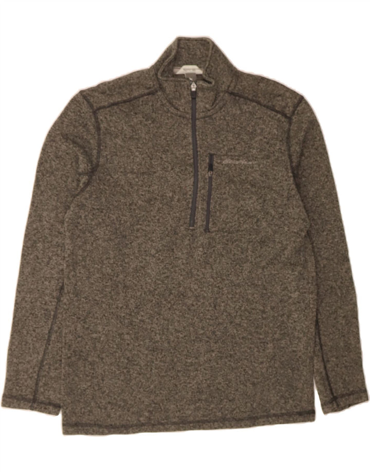 EDDIE BAUER Mens Zip Neck Sweatshirt Jumper Medium Grey Polyester Vintage Eddie Bauer and Second-Hand Eddie Bauer from Messina Hembry 