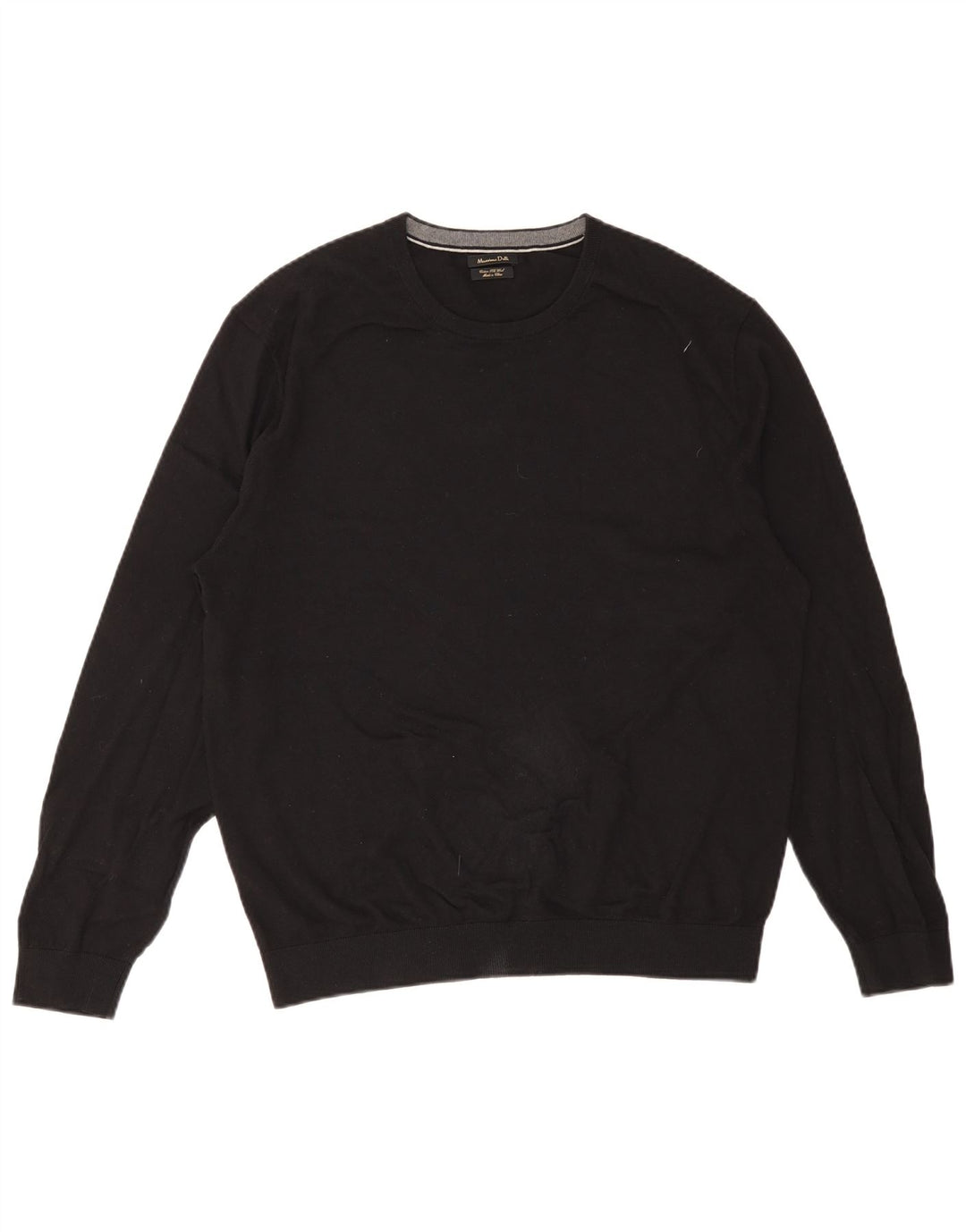 Massimo Dutti Herre Crew Neck Jumper Sweater 2XL Sort Bomuld